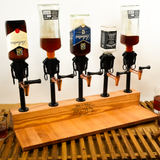 Industrial Pipe Whiskey Fountain with Custom Wooden Stand: Rustic Bar Gift for Couples