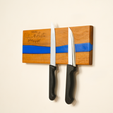 Personalized Walnut Wooden Magnetic Knife Holder: Epoxy Kitchen Wall Rack, Knife Organizer