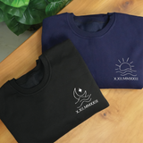 Custom Roman Numeral Anniversary Hoodie: Embroidered Sun and Moon Design, Matching Couple Outfit
