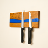 Walnut Epoxy Knife Display Magnetic Board: Grandma’s Garden Personalized Engraving, Kitchen Wall Decor