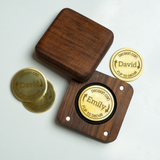 Custom Desicion Coin with Wooden Magnetic Box: Personalized Couple Gift for Christmas