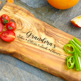 Personalized Live Edge Cutting Board: Olive Wood Engraving for Mom’s Kitchen
