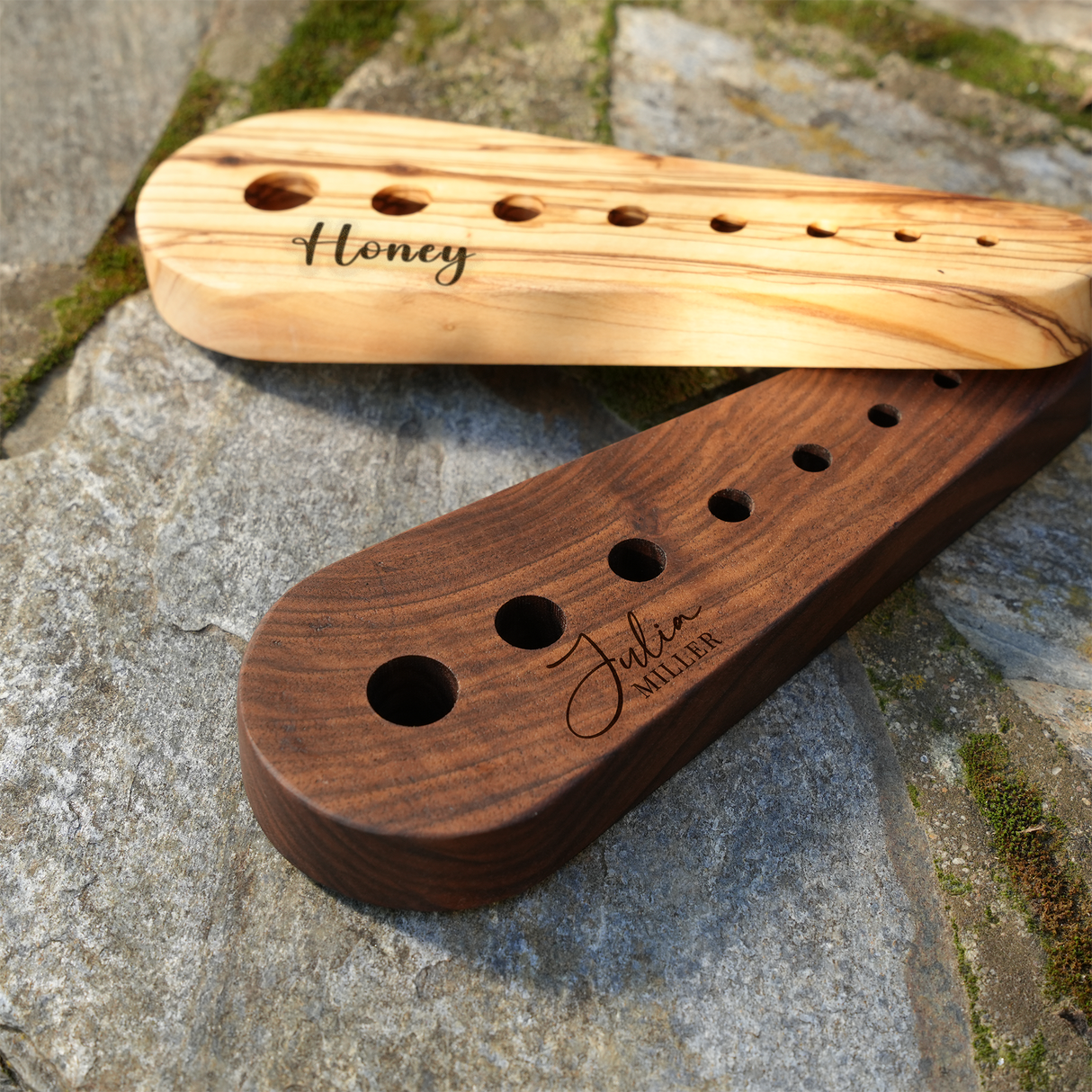 Personalized Olive Wood Herb Leaf Remover: Custom Kitchen Gifts for Mom or Grandma