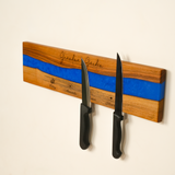 Walnut Epoxy Knife Display Magnetic Board: Grandma’s Garden Personalized Engraving, Kitchen Wall Decor