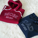 Personalized Mom & Dad Embroidered Sweatshirt with Kids Names On Sleeve: Matching Parents Outfit
