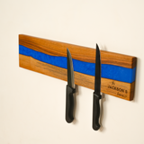 Personalized Walnut Epoxy Knife Holder: Magnetic Wooden Stand with Laser Engraving, Kitchen Organizer