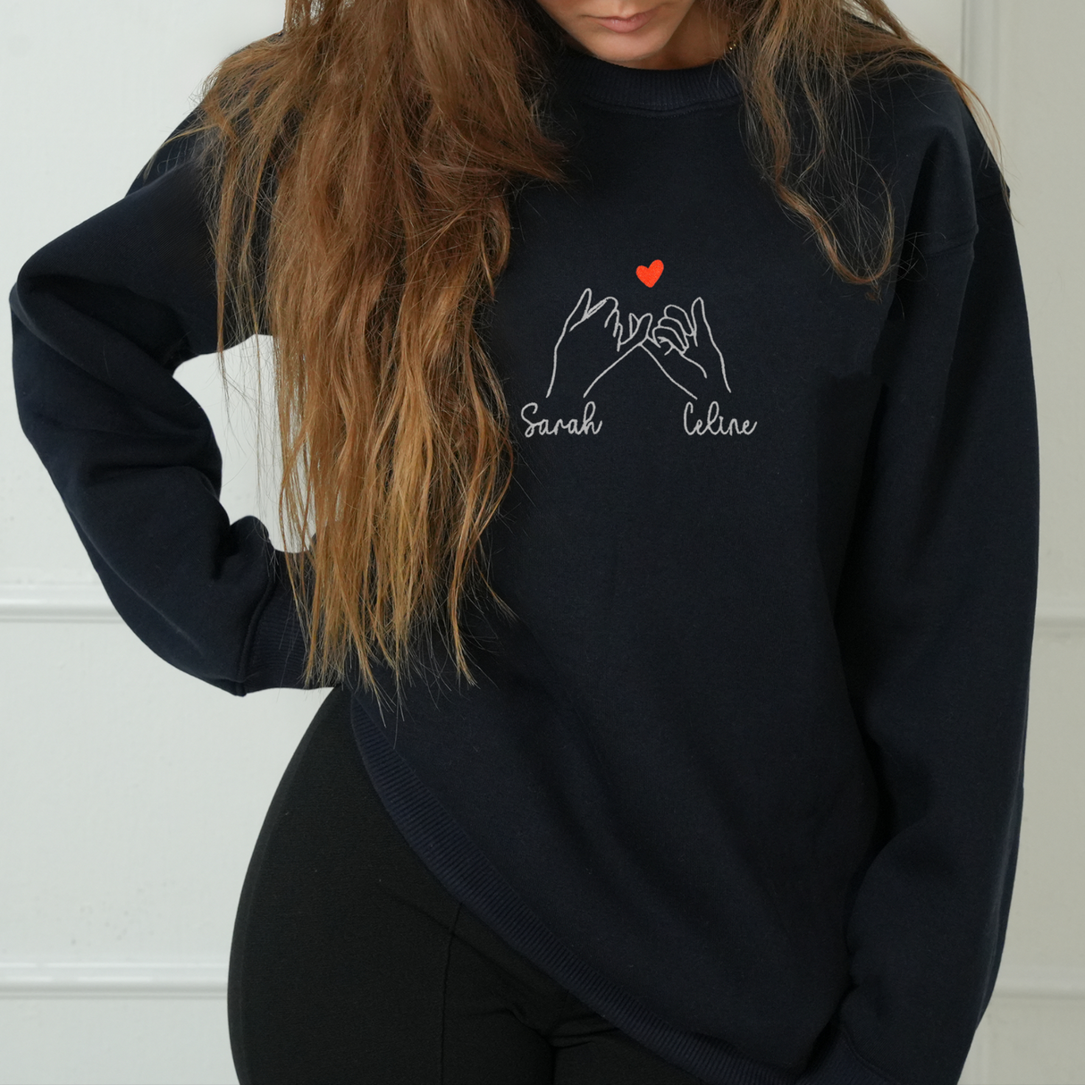 Custom Embroidered Besties Hoodie with Names: Pinky Promise Design, Matching Best Friend Outfits