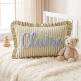 Personalized Name Ruffle Pillow Cover: Custom Name Cushion Baby Nursery Decor