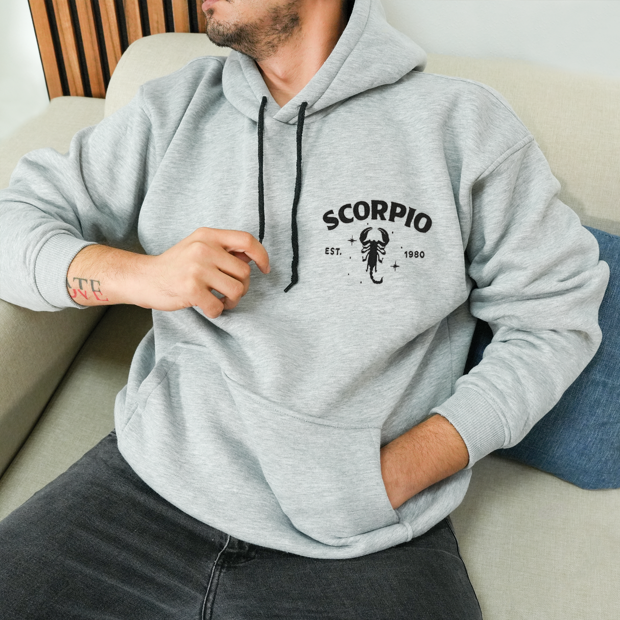 Embroidered Zodiac Astrology Sweatshirt: Personalized Horoscope Crewneck, Scorpio Birthday Gift