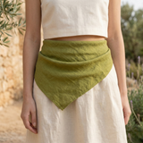 Minimal Linen Neckerchief: Multi Use Square Bandana Scarf