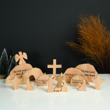 Personalized Nativity Scene Set: Birth of Jesus in Solid Wood, Religious Home Decor