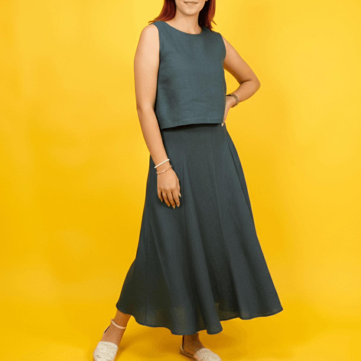 Linen A-Line Maxi Skirt: Minimalist Handmade Long Flowy Skirt