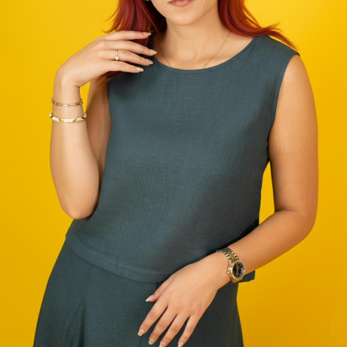 Linen Sleeveless Cropped Basic Top for Women: Minimalist Handmade Blouse