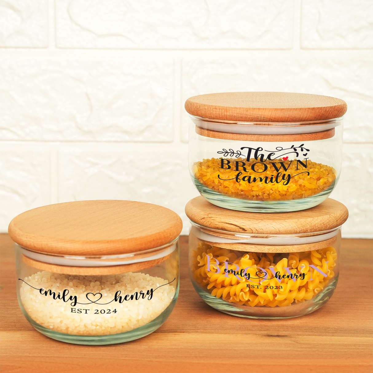 Glass Food Storage Jars, Housewarming Gift, Anniversary Gift, Personalized Pantry Organizer Containers, Glass Jar, Custom Kitchen Storage