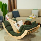 Wooden Rocking Lounger with Cushion: Multifunctional Relax Chair for Relaxing and Meditation