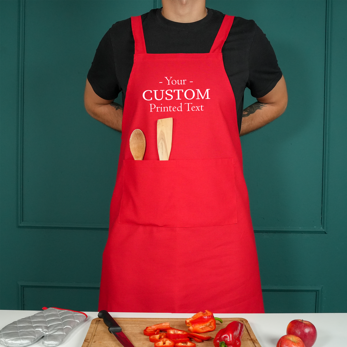 Personalized Japanese Apron for Men: Cotton Cross Back Barbecue Apron with Grill Master Embroidery