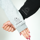 Custom Roman Numeral Anniversary Hoodie: Embroidered Sun and Moon Design, Matching Couple Outfit