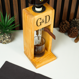 Personalized Wooden Whiskey Dispenser with Leather Tap: Custom Alcohol Bar Decor