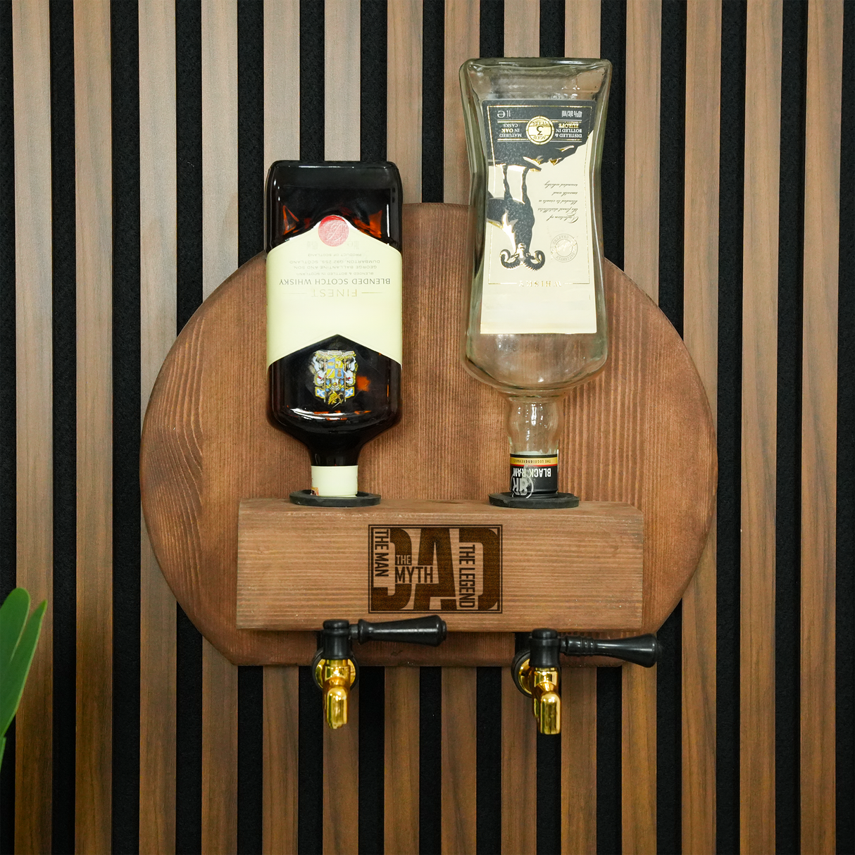 Customized Wall Mounted Liquor Dispenser: Wooden Whiskey Fountain, Rustic Bar Decor