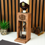 Personalized Wooden Whiskey Dispenser with Leather Tap: Custom Alcohol Bar Decor