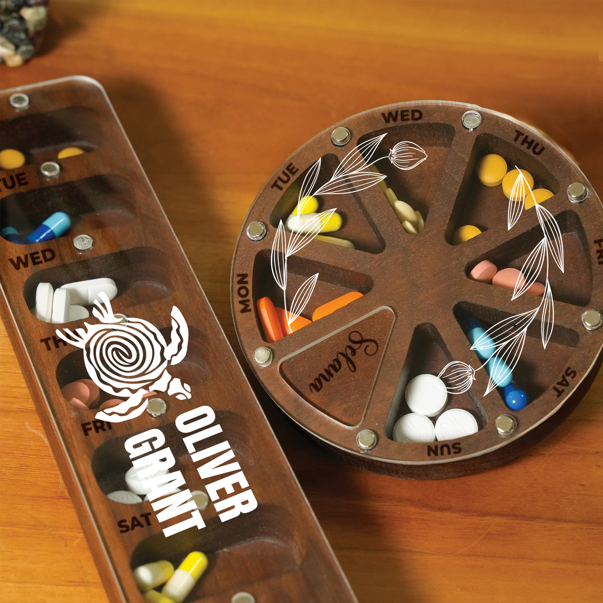 Custom Travel Pill Case with Name: Compact 7 Day Medicine Box for Pocket or Luggage