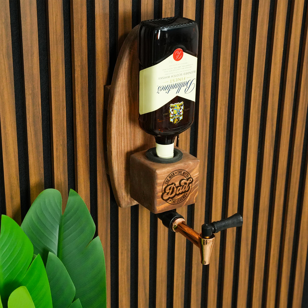Customized Wall Mounted Liquor Dispenser: Wooden Whiskey Fountain, Rustic Bar Decor