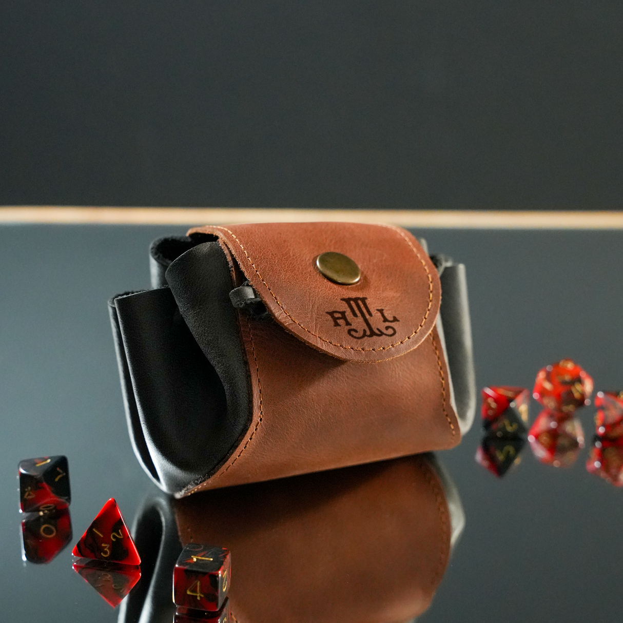 Personalized Tabletop Dice Bag: Leather Dungeons and Dragons Dice Storage