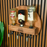 Wooden Wall Mount Whiskey Dispenser with Engraved Glass Stand: Alcohol Tap Station