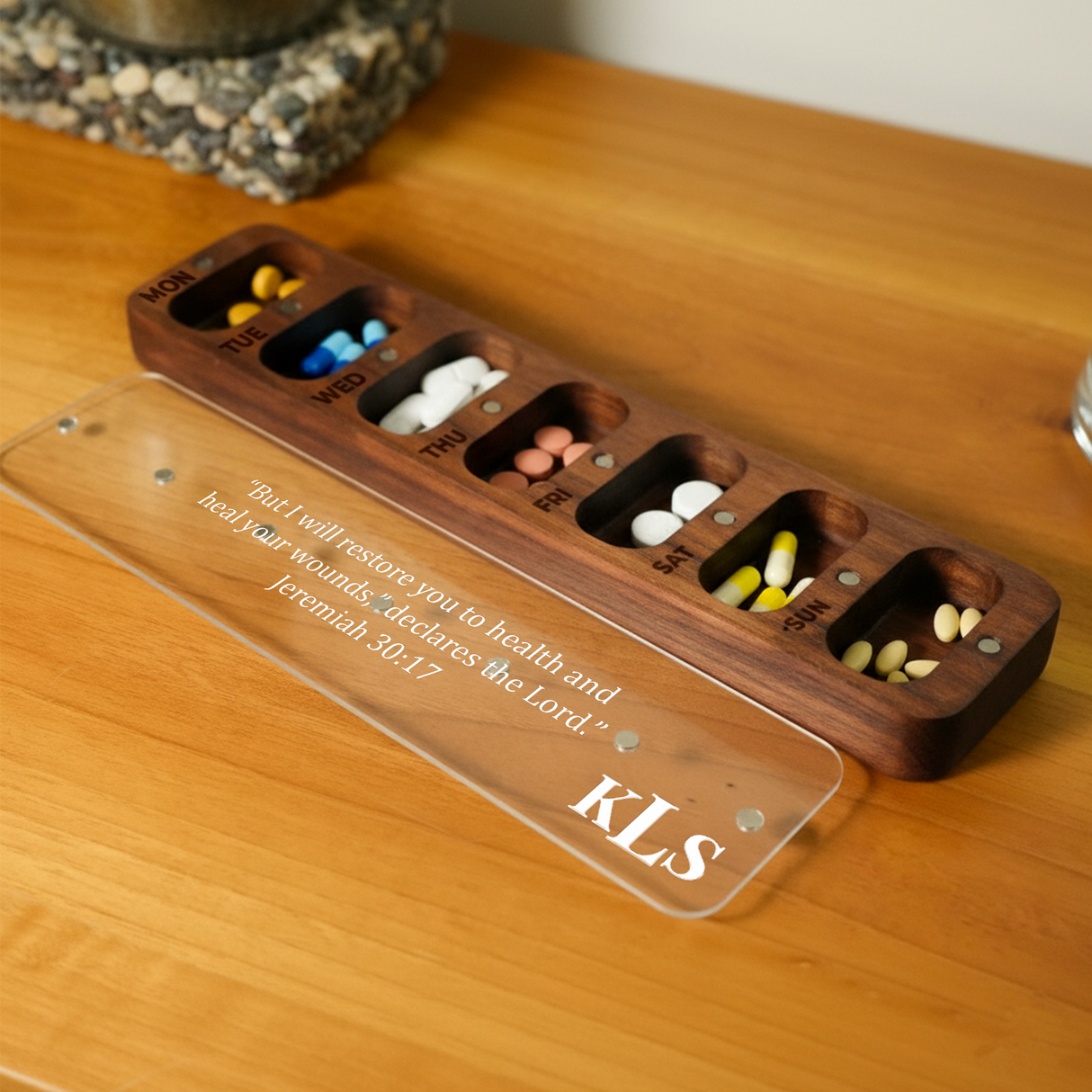 Personalized Pill Organizer for Self Care: Custom 7 Day Vitamin Holder Gift