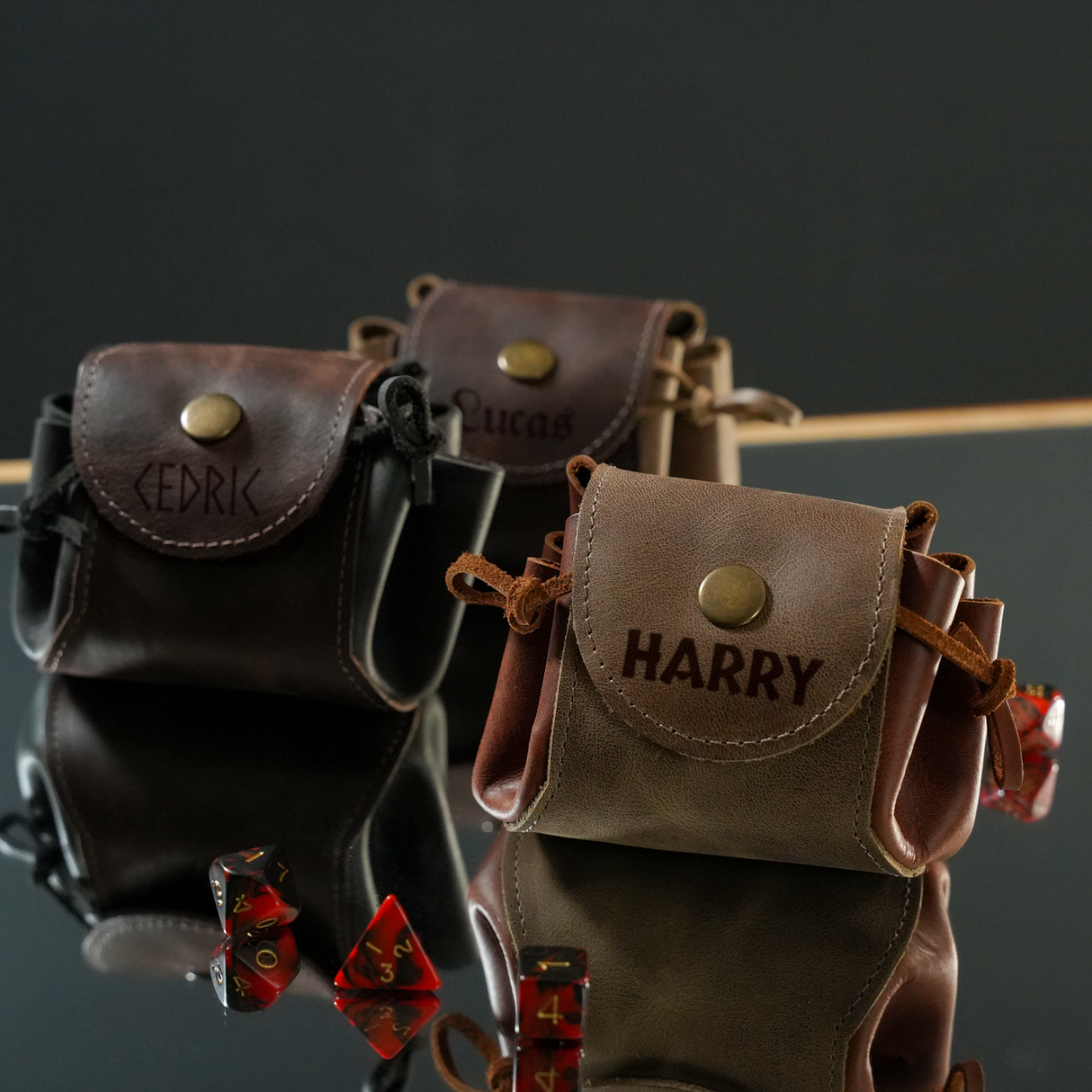 Personalized Engraved RPG Dice Bag: Custom Leather Dice Pouch for Tabletop Games