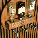 Wooden Wall Mount Whiskey Dispenser with Engraved Glass Stand: Alcohol Tap Station