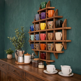 Wall Mounted Tea Coffee Mug Display Shelf: Cup Holder Kitchen Storage