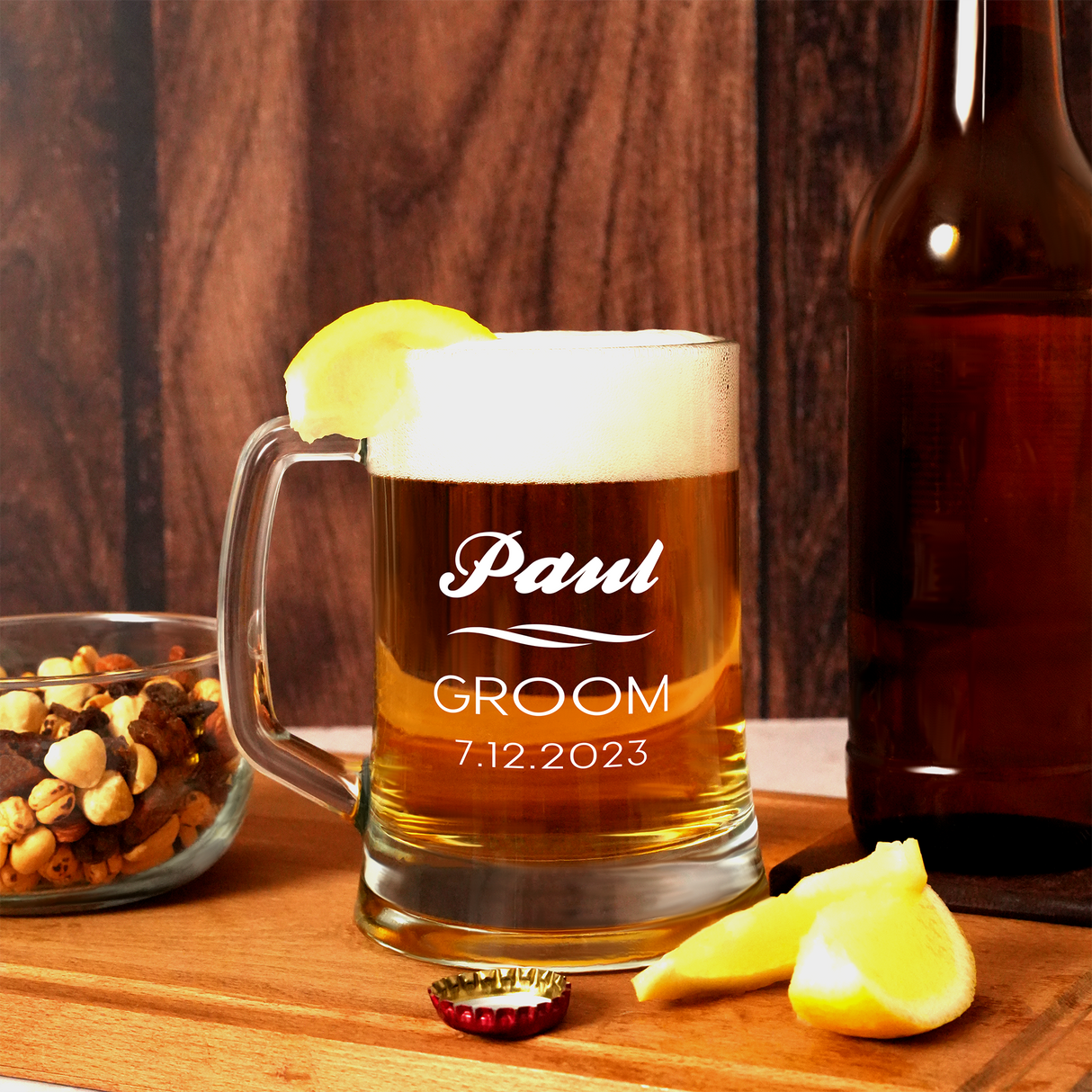 Personalized Grooomsman Beer Glass, Custom Beer Glass with Handle, Best Man Proposal, Groomsmen Gift, Husband Dad Gift, Beer Mug for Men