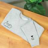 Matching Frog Couple Sweatshirt: Custom Embroidered Crewneck with Initials, Cute Anniversary Gift