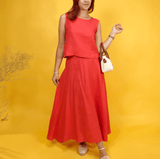 Linen A-Line Maxi Skirt: Minimalist Handmade Long Flowy Skirt