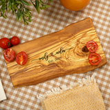 Personalized Olive Wood Cutting Board: Live Edge Charcuterie Serving Tray for Anniversary