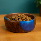 Custom Dog Ears Pet Feeding Bowl: Personalized Resin Wooden Dish for Dogs or Cats