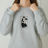 Custom Couple Portrait Sweatshirt: Embroidered Family Photo with Initials on Sleeve, Christmas Gift