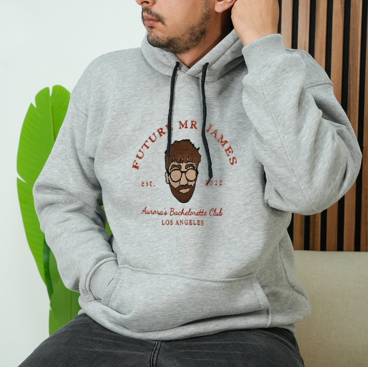 Embroidered Future Mr Last Name Sweatshirt: Custom Portrait Bachelorette Party Crewneck