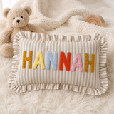 Personalized Name Ruffle Pillow Cover: Custom Name Cushion Baby Nursery Decor
