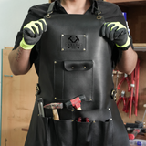 Mechanic Gift Custom Name Leather Apron with Pockets, Personalized Wood Workshop Apron, Apron for Men, Anniversary Gift, Fathers Day Gift