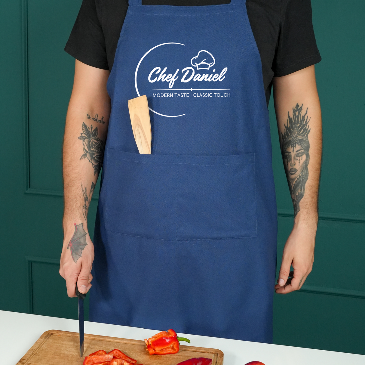 Custom Grill Master Christmas Gift: Personalized Japanese Cotton Apron with Cross Back Design
