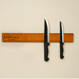 Wooden Chef Knife Display Magnetic Board: Personalized Kitchen Organizer Rack, Engraved Stand for Mom