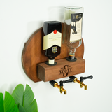 Wall Mounted Rustic Whiskey Dispenser with Glass Shelf: Solid Pine Wood Home Bar Gift