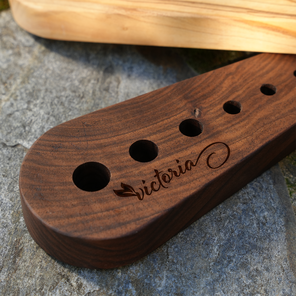 Personalized Olive Wood Herb Leaf Remover: Custom Kitchen Gifts for Mom or Grandma