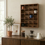 Coffee Mug Rack Wall Shelf: Wooden Cup Holder for Kitchen Coffee Station