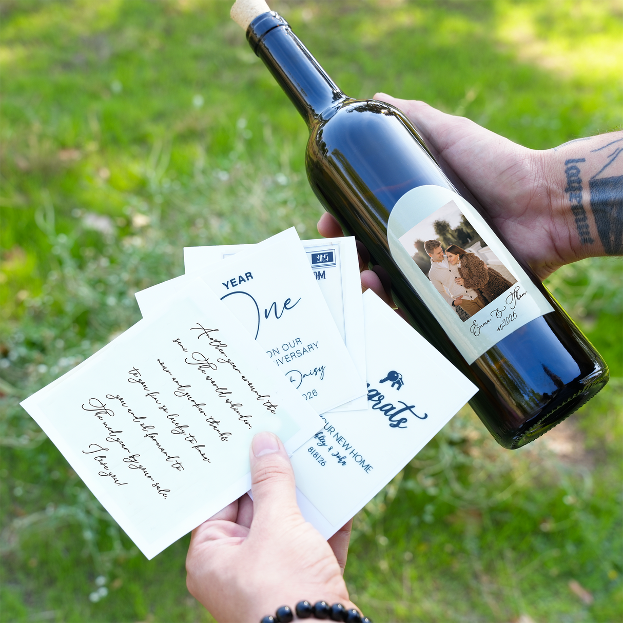 Custom Wine Label with Photo: Romantic Milestone Gift for Couple Anniversary