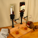 Personalized Double Faucet Whiskey Dispenser: Industrial-Style Liquor Pourers with Bottle Storage
