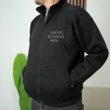 Adventure Awaits Embroidered Sweatshirt: Custom Initial on Sleeve, Christmas Gift for Travelers