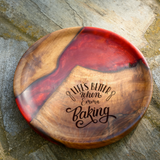 Wood and Epoxy Personalized Kitchen Platter: Custom Engraved Rustic Tray for Serving